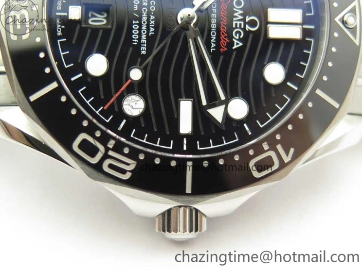 0520 2018 Seamaster Diver 300M OMF Best Edition Black Ceramic Black Dial on SS Bracelet A8800 (Black Balance Wheel) Breathable 7959